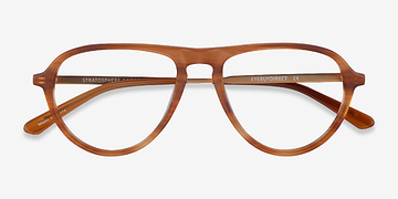 Brown Striped Matte Gold Stratosphere -  Métal Lunettes de vue