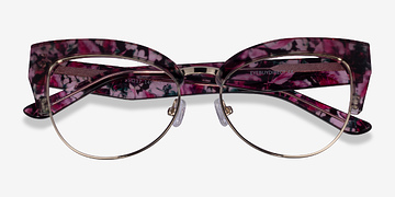 Red Floral Gold Freesia -  Métal Lunettes de vue