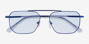 Matt Blue Shiny Clear Pilot -  Métal Lunettes de soleil