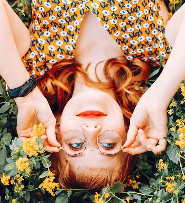 Brown Golden-Round-Eyeglasses for Women